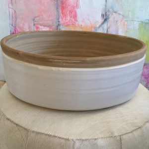 Smooth White Ceramic Low Bowl Large