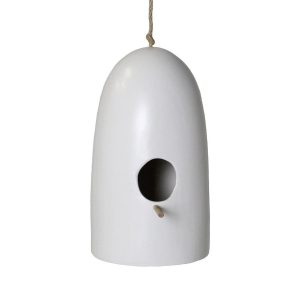 Tall White Ceramic Birdhouse