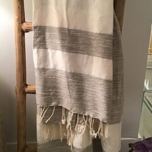 Grey and white throw