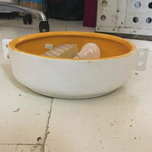 yellow and white bowl w/ handles