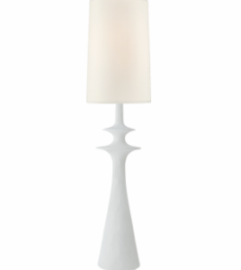 White Plaster Midi Modern Lamp w/Linen Shade