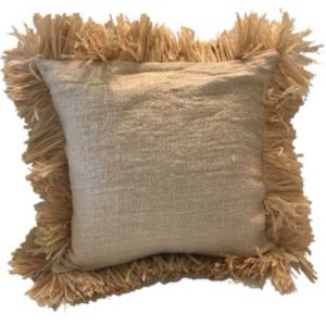 Tan Raffia Pillow - Large