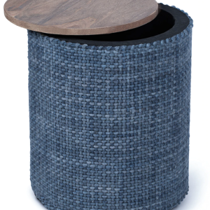 Handwoven Indigo Storage Ottoman