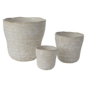 Cream & White Pot with Braided Pattern
