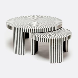 Black/White Stripe Marble Nesting Tables
