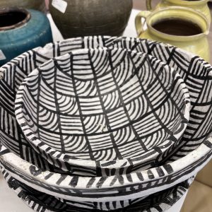 Black & White Paper Mache Bowl