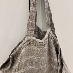 Striped Market Tote- Grey