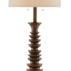 Fluted Stem Wood Floor Lamp